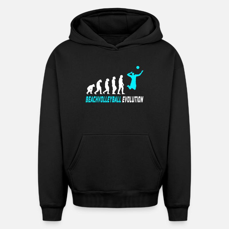 Beachvolleyball Evolution Design / Geschenkidee - Oversized Heavyweight Unisex Hoodie - Schwarz
