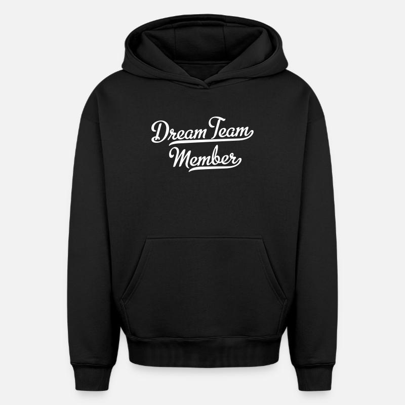 dream team member - Sweat à capuche unisexe oversize épais SPREAD - noir