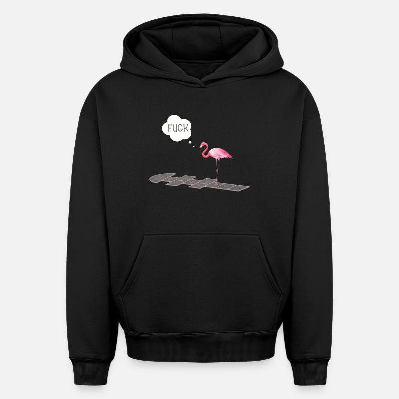 Flamingo mit einem Problem - Oversized Heavyweight Unisex Hoodie - Schwarz