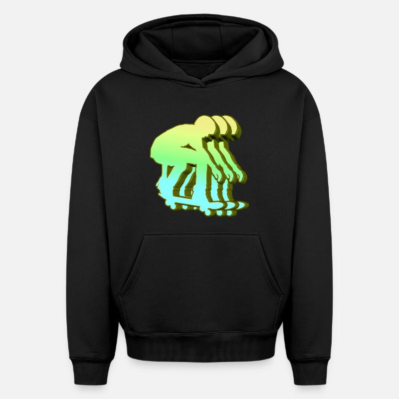 Skateboarder 3D - Sweat à capuche unisexe oversize épais SPREAD - noir