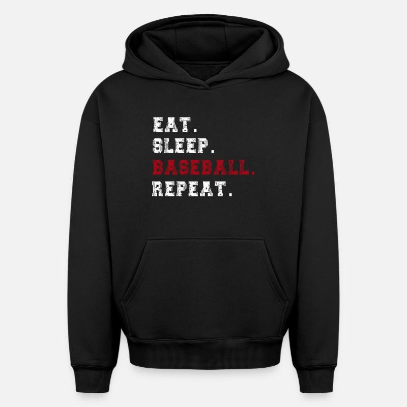 Base-ball - Sweat à capuche unisexe oversize épais SPREAD - noir
