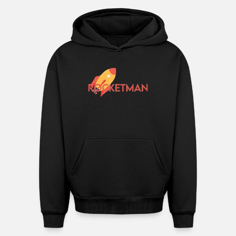 Rocketman - Sweat à capuche unisexe oversize épais SPREAD - noir