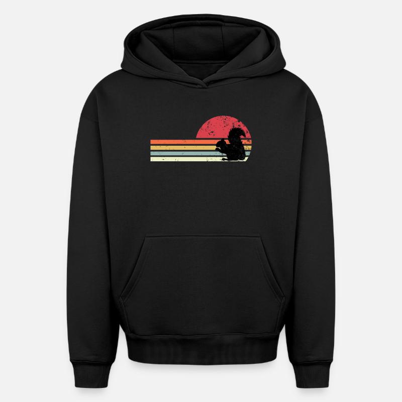 Retro-Eichhörnchen - Oversized Heavyweight Unisex Hoodie - Schwarz