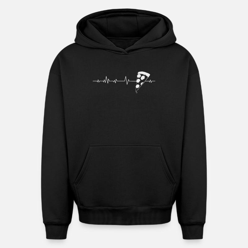 Pizza - Sweat à capuche unisexe oversize épais SPREAD - noir