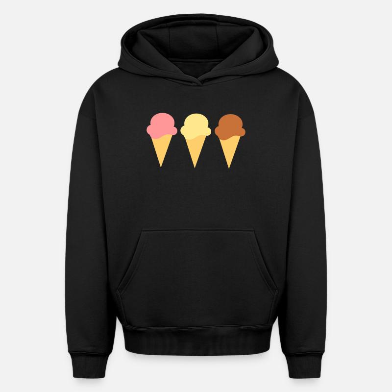 Eis Eiscreme Erdbeereis Vanilleeis Schokoeis - Oversized Heavyweight Unisex Hoodie - Schwarz