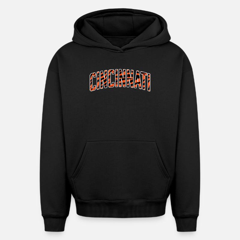 Cincinnati Tiger Stripe - Sweat à capuche unisexe oversize épais SPREAD - noir