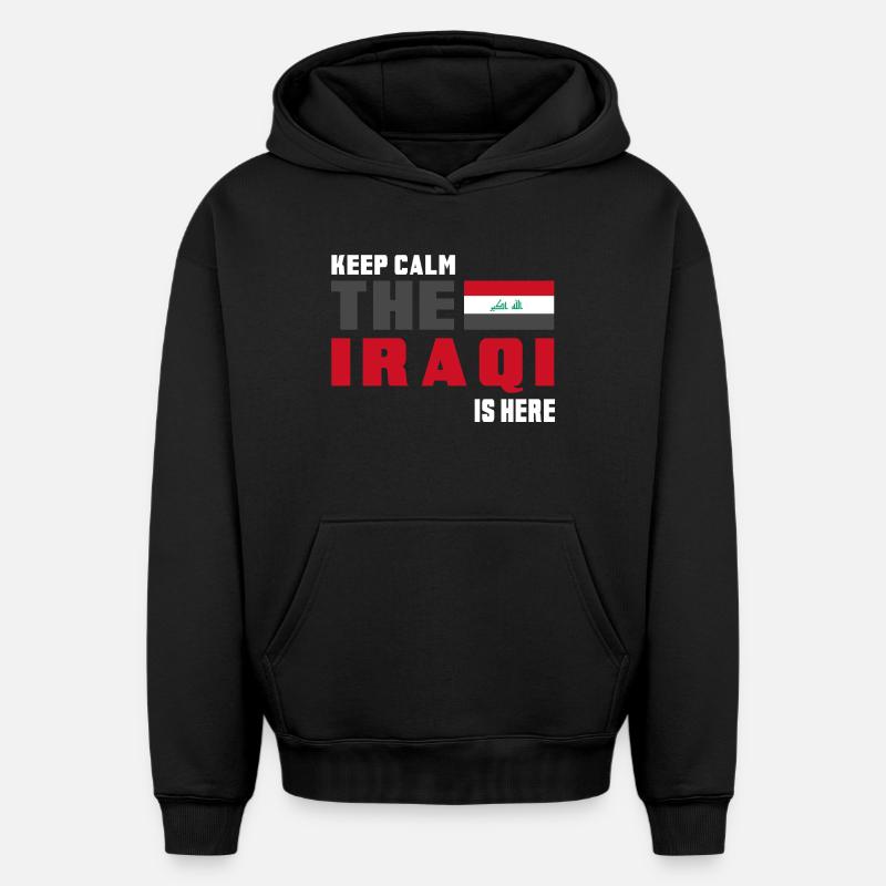Drapeau Irak Keep Calm - Sweat à capuche unisexe oversize épais SPREAD - noir