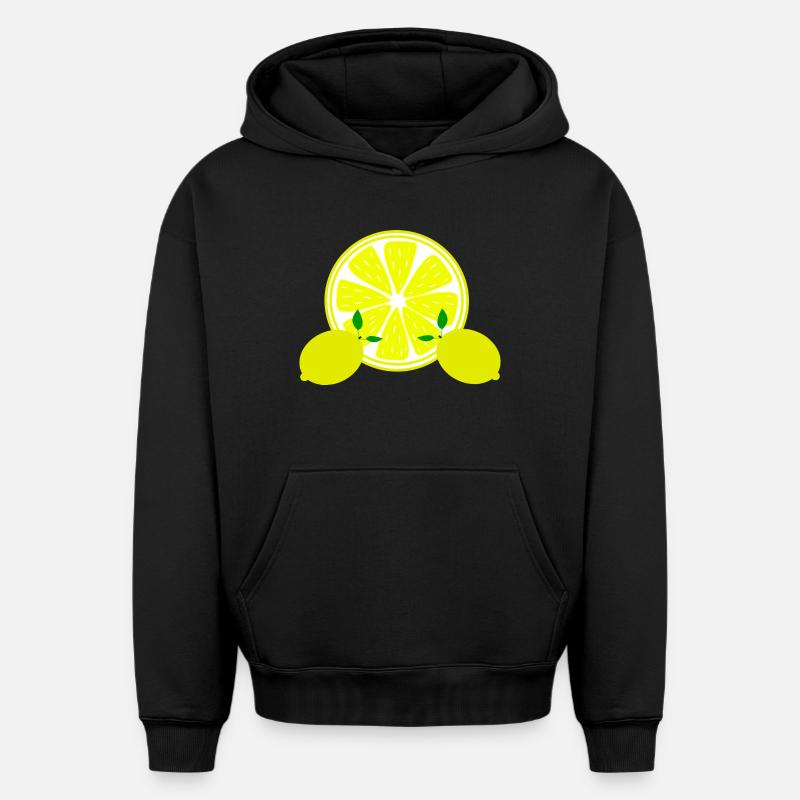citron vert lime - Sweat à capuche unisexe oversize épais SPREAD - noir