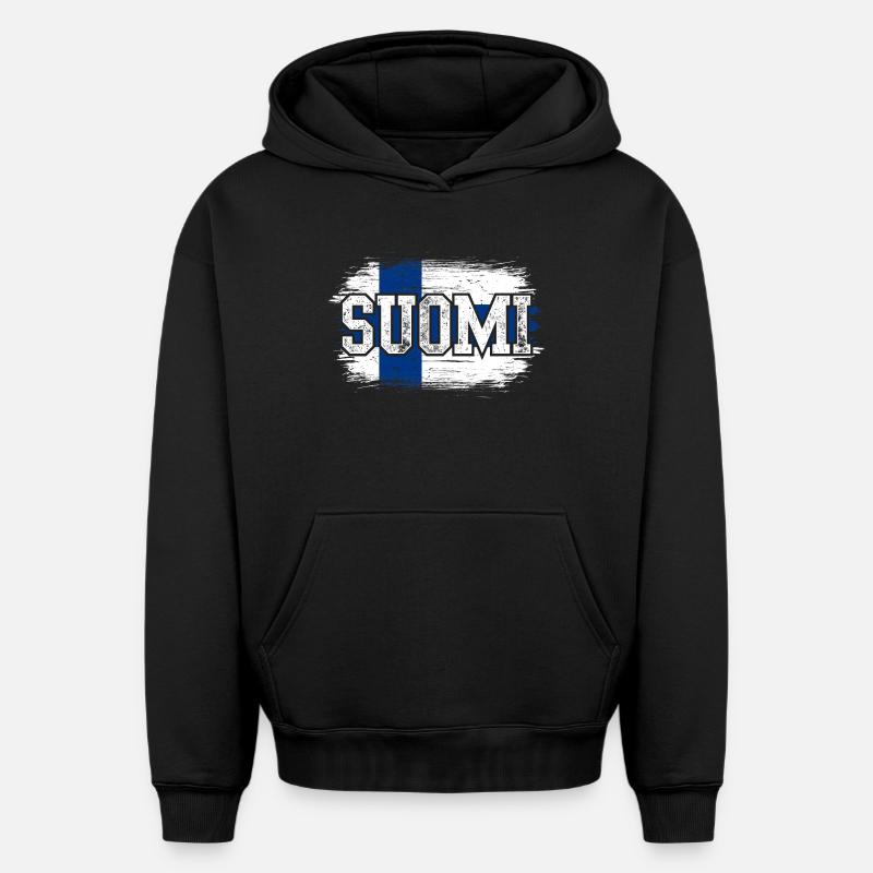 Suomi - Sweat à capuche unisexe oversize épais SPREAD - noir