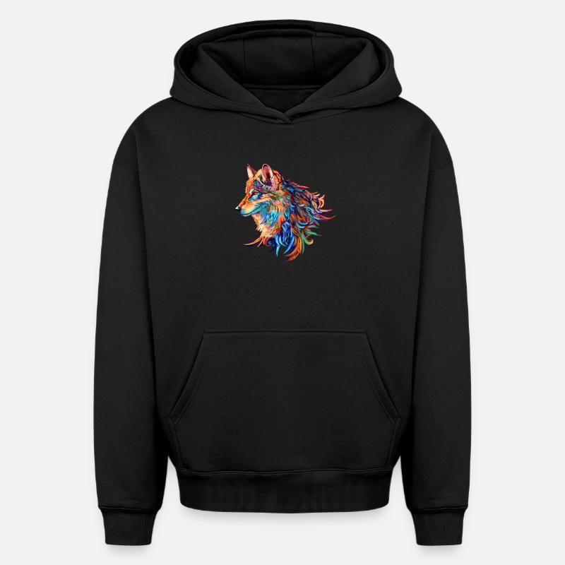Loup - Sweat à capuche unisexe oversize épais SPREAD - noir