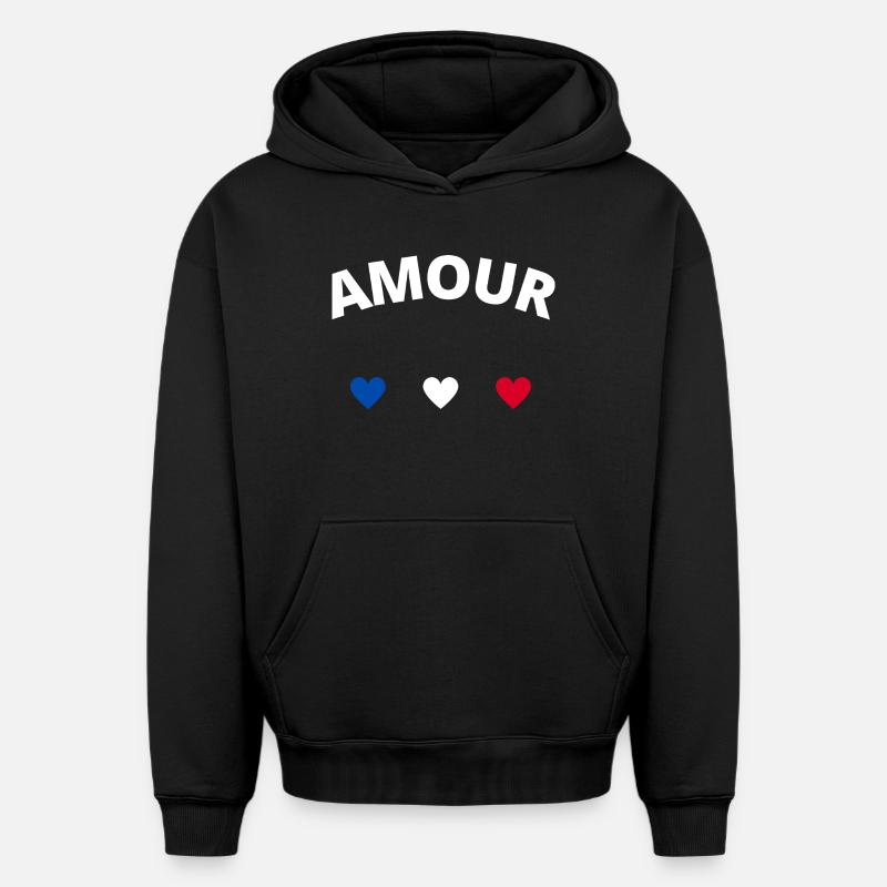 Amour - Sweat à capuche unisexe oversize épais SPREAD - noir