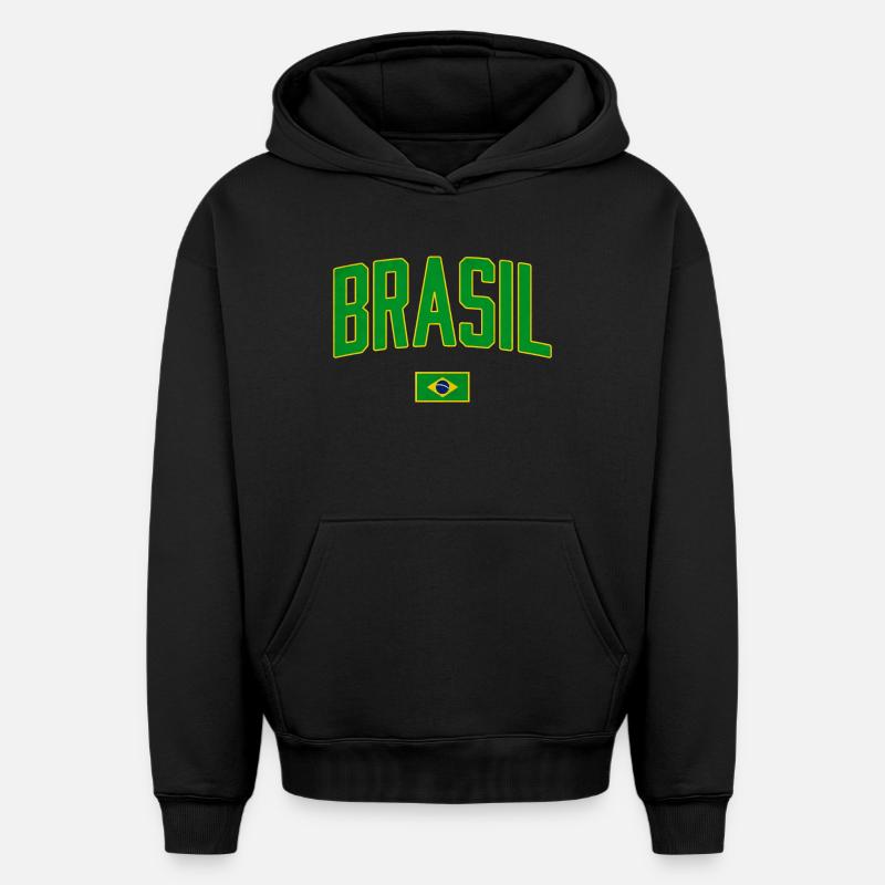 Brésil | Brasil - Sweat à capuche unisexe oversize épais SPREAD - noir