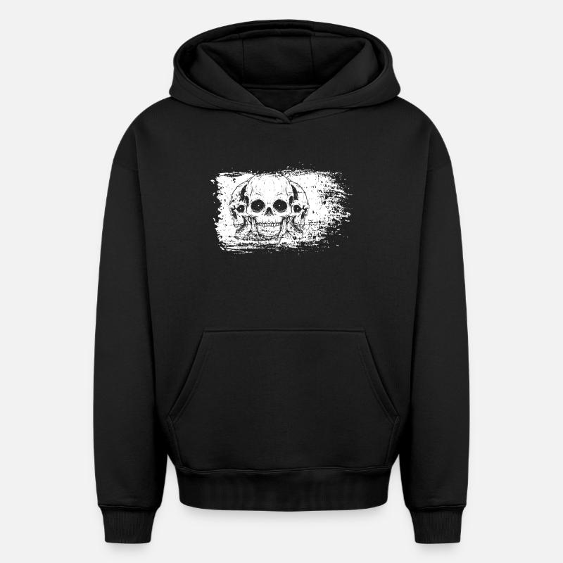 Crânes à cadre blanchi - Sweat à capuche unisexe oversize épais SPREAD - noir
