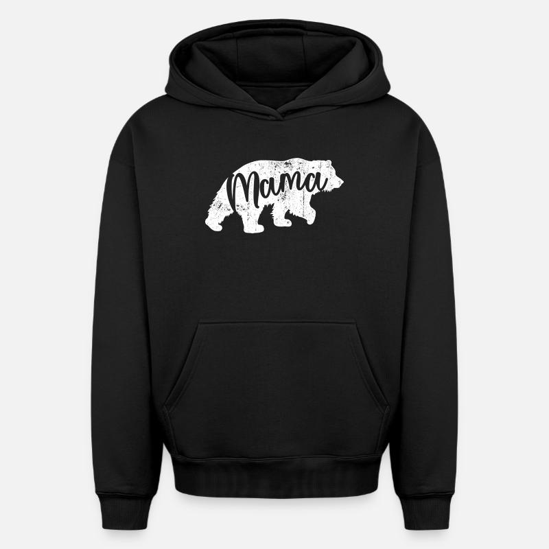 Mama Bear Script Logo - Sweat à capuche unisexe oversize épais SPREAD - noir