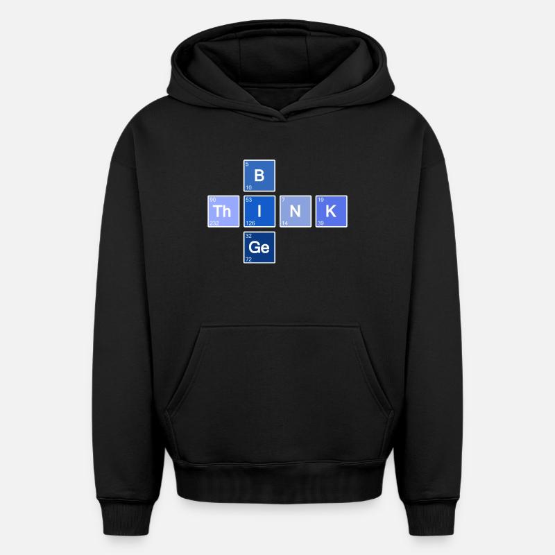 Think Big (Bleu) - Sweat à capuche unisexe oversize épais SPREAD - noir