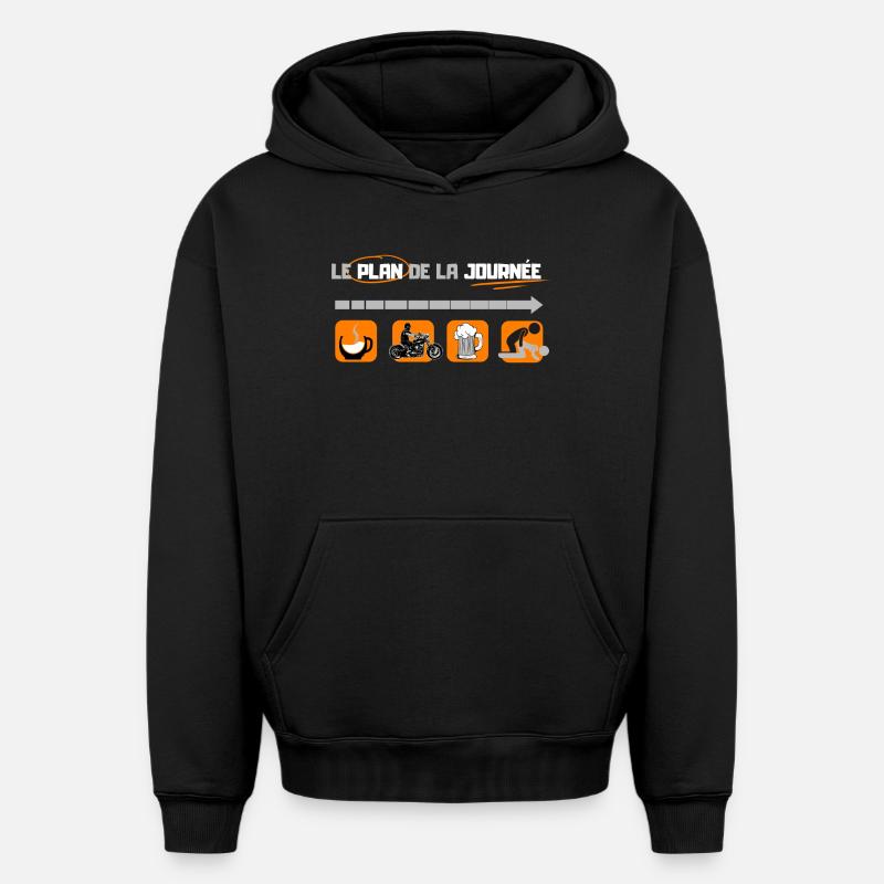 Plan du jour 2 - Sweat à capuche unisexe oversize épais SPREAD - noir
