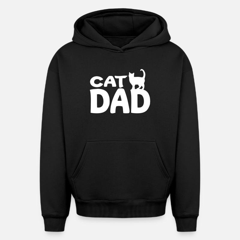 Papa Chat Silhouette Blanc - Sweat à capuche unisexe oversize épais SPREAD - noir