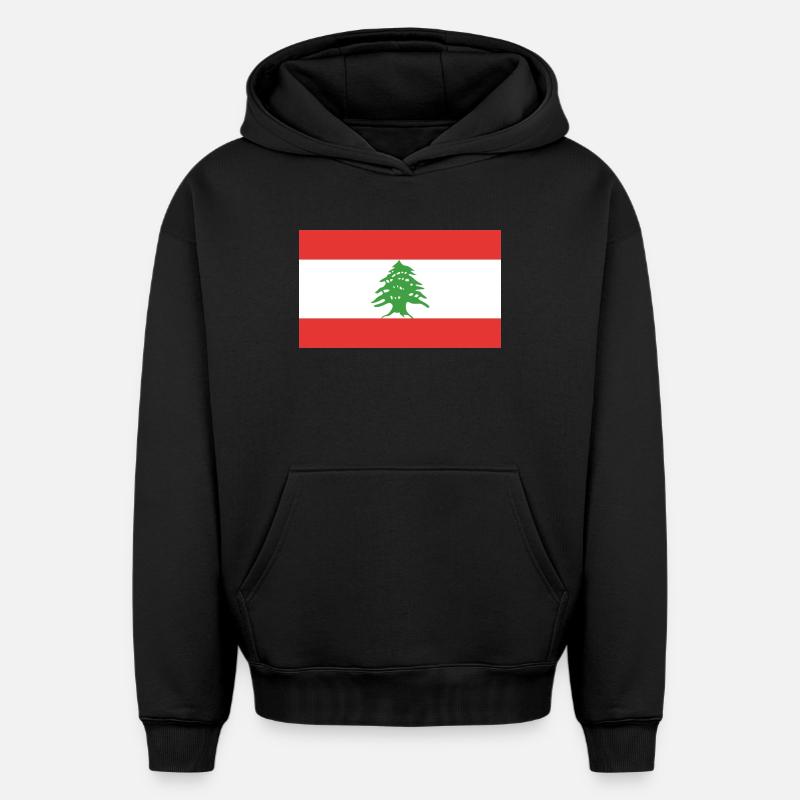 Drapeau du Liban - Sweat à capuche unisexe oversize épais SPREAD - noir