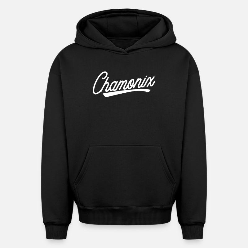 Chamonix - Sweat à capuche unisexe oversize épais SPREAD - noir