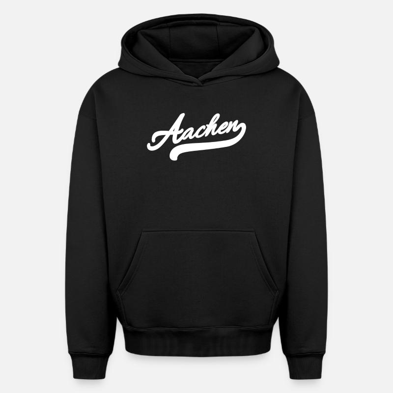 Aix-la-Chapelle Rétro - Sweat à capuche unisexe oversize épais SPREAD - noir