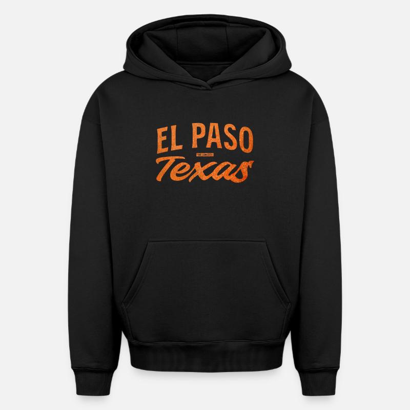Logo d’écriture d’El Paso, Texas - Sweat à capuche unisexe oversize épais SPREAD - noir