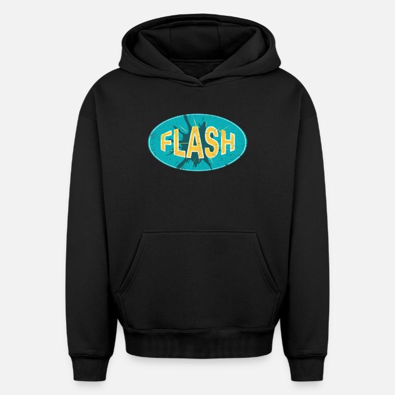 FLASH EMBLEM - Sweat à capuche unisexe oversize épais SPREAD - noir