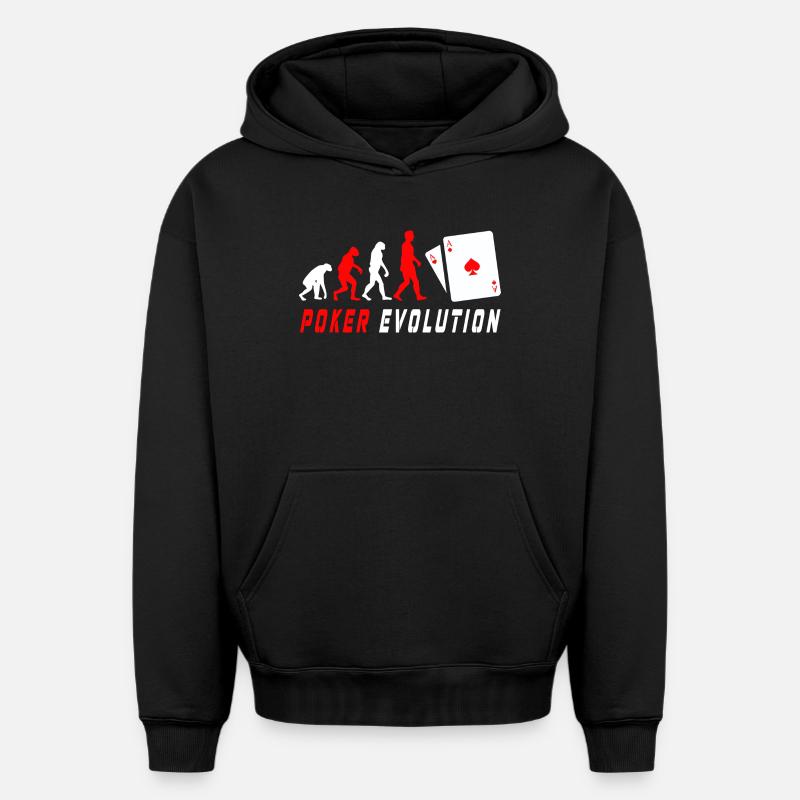 Évolution du poker - Sweat à capuche unisexe oversize épais SPREAD - noir