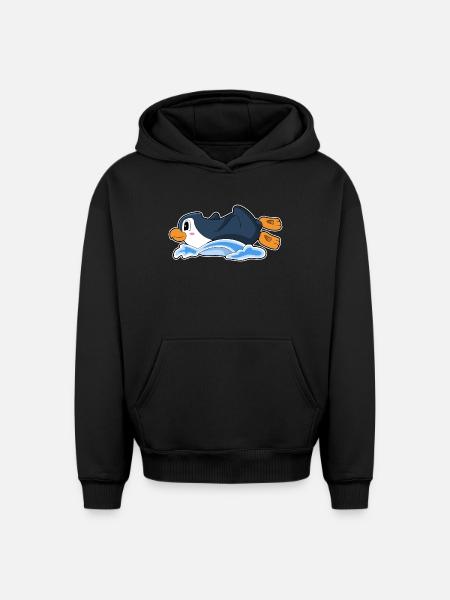 Lustiger Pinguin  - Oversized Heavyweight Unisex Hoodie - Schwarz