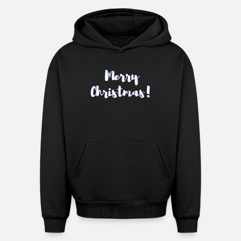 Joyeux Noël! - (Joyeux Noël)! - Sweat à capuche unisexe oversize épais SPREAD - noir