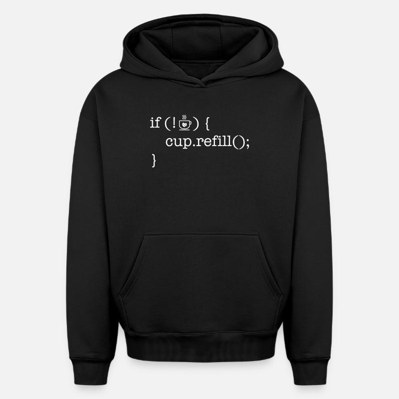 Coffee code lover software developer programmer - Oversized Heavyweight Unisex Hoodie - black