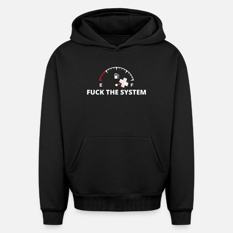 Impression anti-système de la jauge rebelle - Sweat à capuche unisexe oversize épais SPREAD - noir