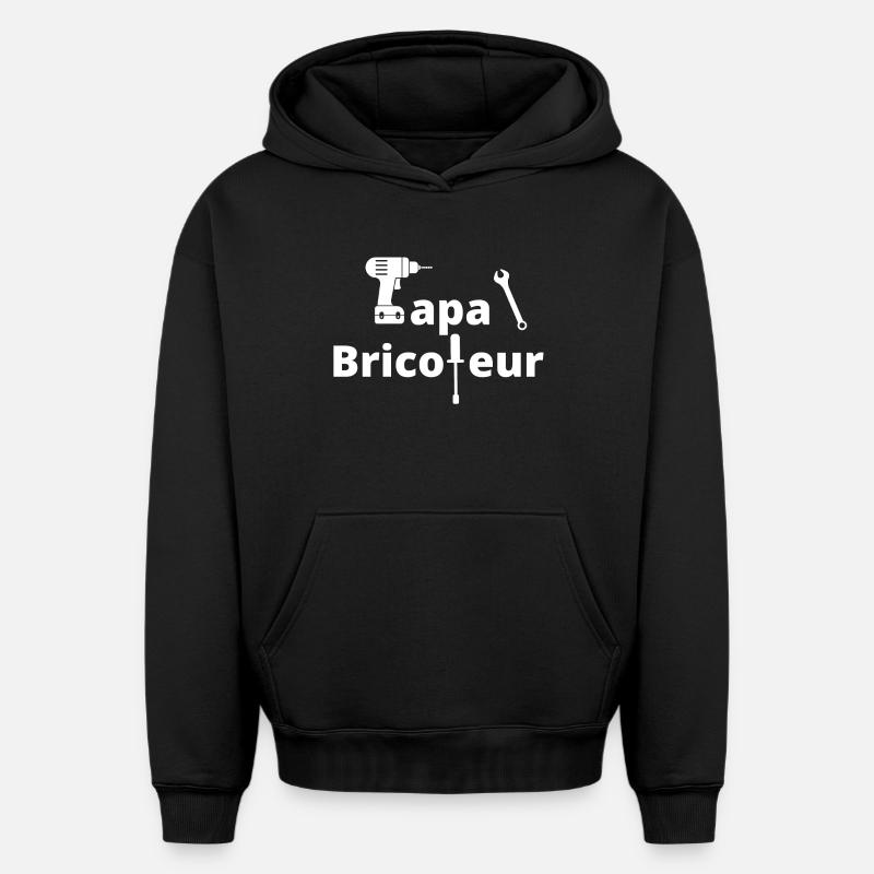 bricolage, bricoleur, bricoler, bricolage humour - Sweat à capuche unisexe oversize épais SPREAD - noir