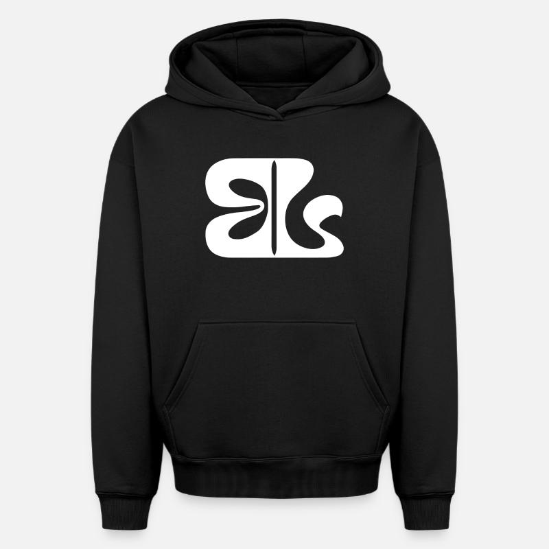 Logo blanc - Sweat à capuche unisexe oversize épais SPREAD - noir
