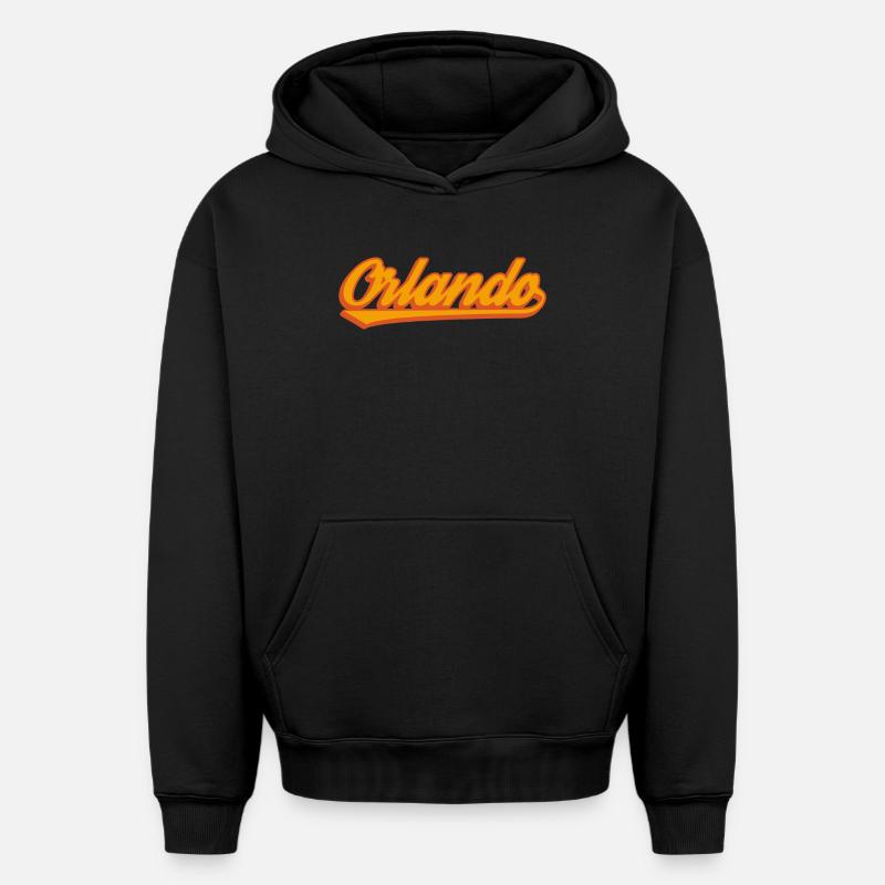Orlando Retro Script - Sweat à capuche unisexe oversize épais SPREAD - noir