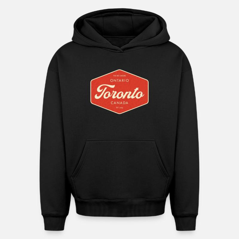 Panneau rétro de Toronto - Sweat à capuche unisexe oversize épais SPREAD - noir