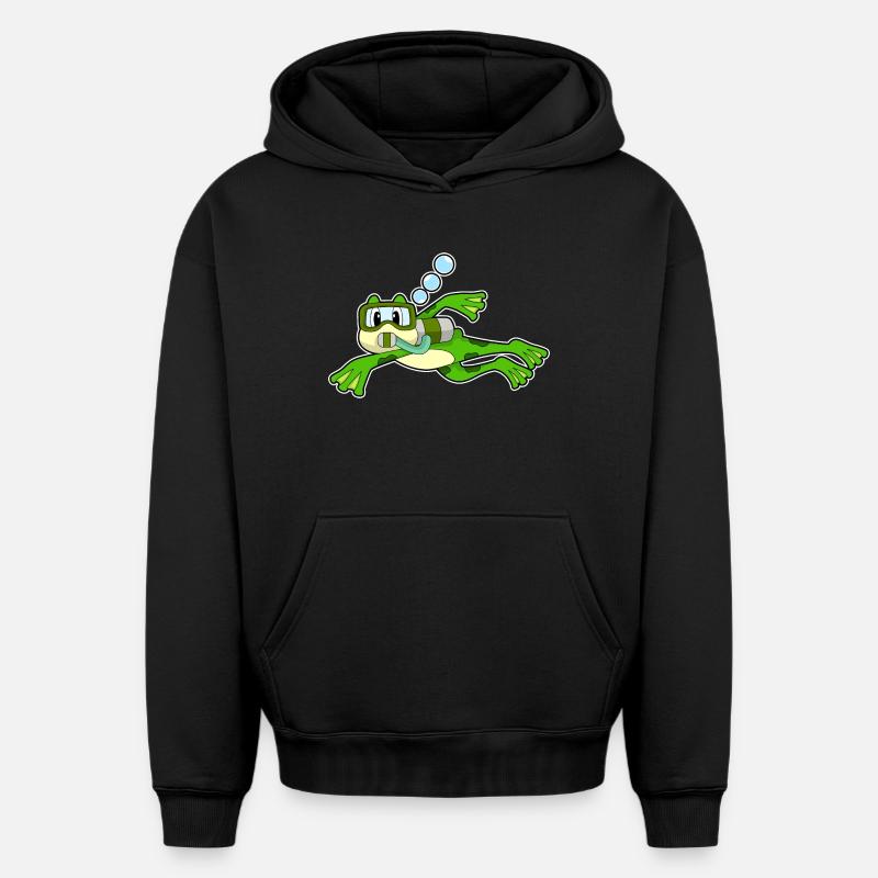 Bouteille d’oxygène Frog Diver - Sweat à capuche unisexe oversize épais SPREAD - noir