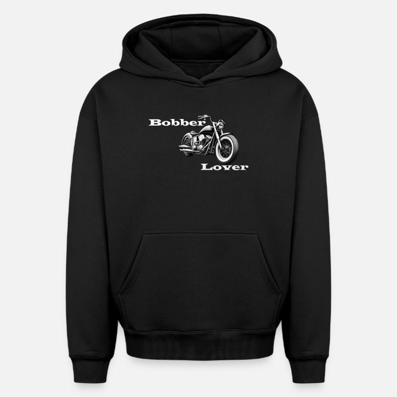 Bobber Lover blanc - Sweat à capuche unisexe oversize épais SPREAD - noir