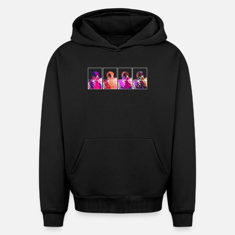 Flamingos - Oversized Heavyweight Unisex Hoodie - Schwarz