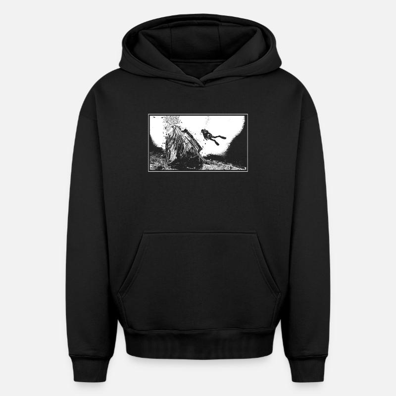 L'épave - Sweat à capuche unisexe oversize épais SPREAD - noir