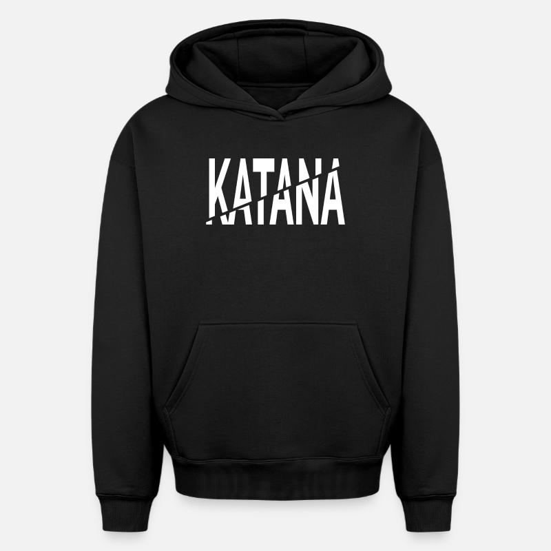 Coupe Katana - Sweat à capuche unisexe oversize épais SPREAD - noir
