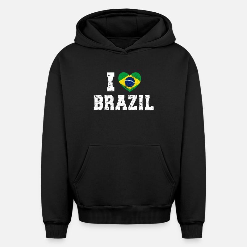 Brésil - Sweat à capuche unisexe oversize épais SPREAD - noir