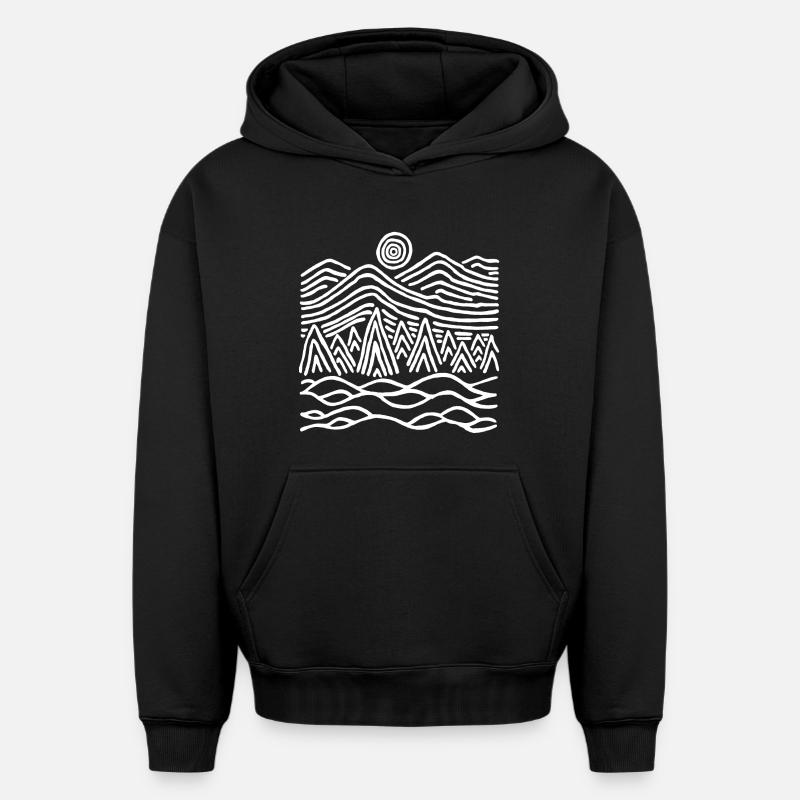 Paysage blanc étrange - Sweat à capuche unisexe oversize épais SPREAD - noir