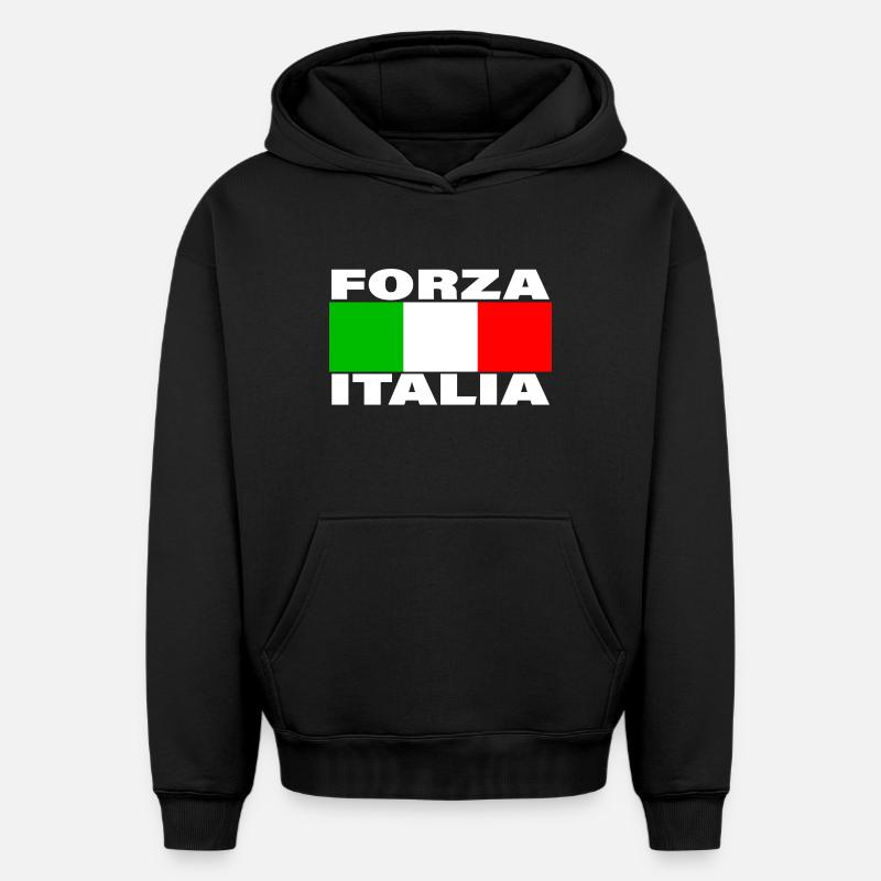 FORZA ITALIA - Sweat à capuche unisexe oversize épais SPREAD - noir