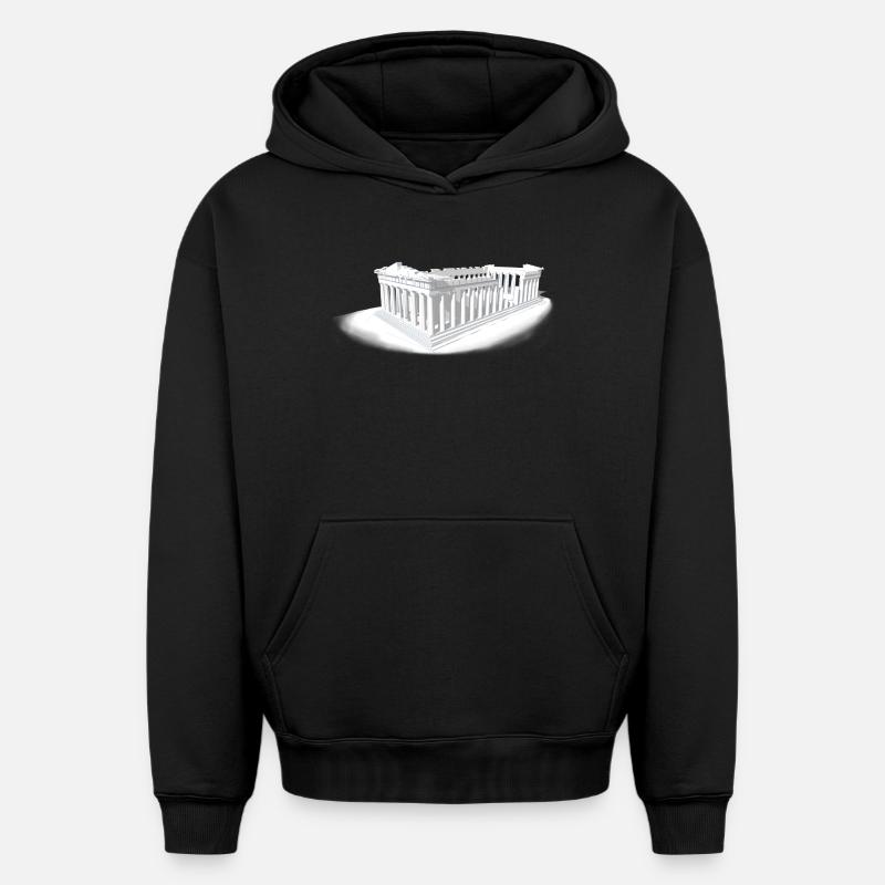 PARTHÉNON ATHÈNES - Sweat à capuche unisexe oversize épais SPREAD - noir