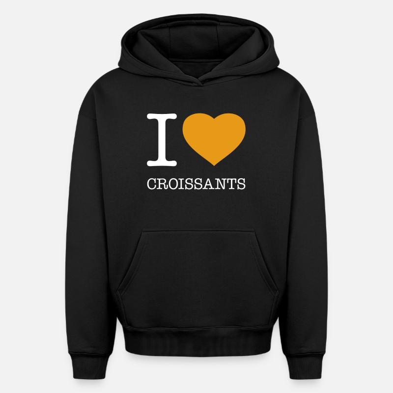 J’ADORE LES CROISSANTS - Sweat à capuche unisexe oversize épais SPREAD - noir