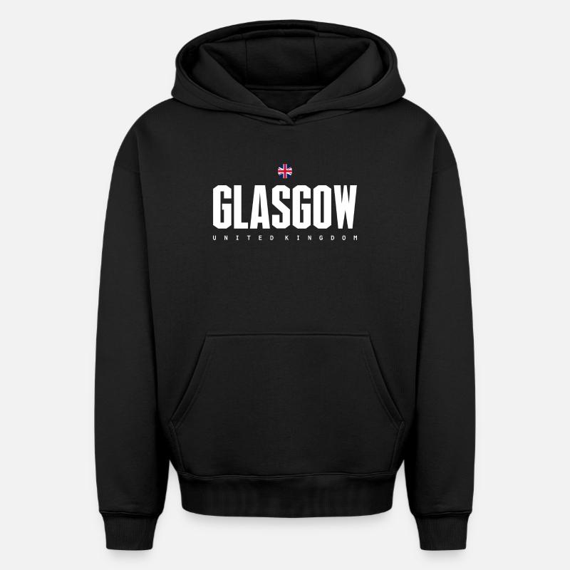 Glasgow - Sweat à capuche unisexe oversize épais SPREAD - noir