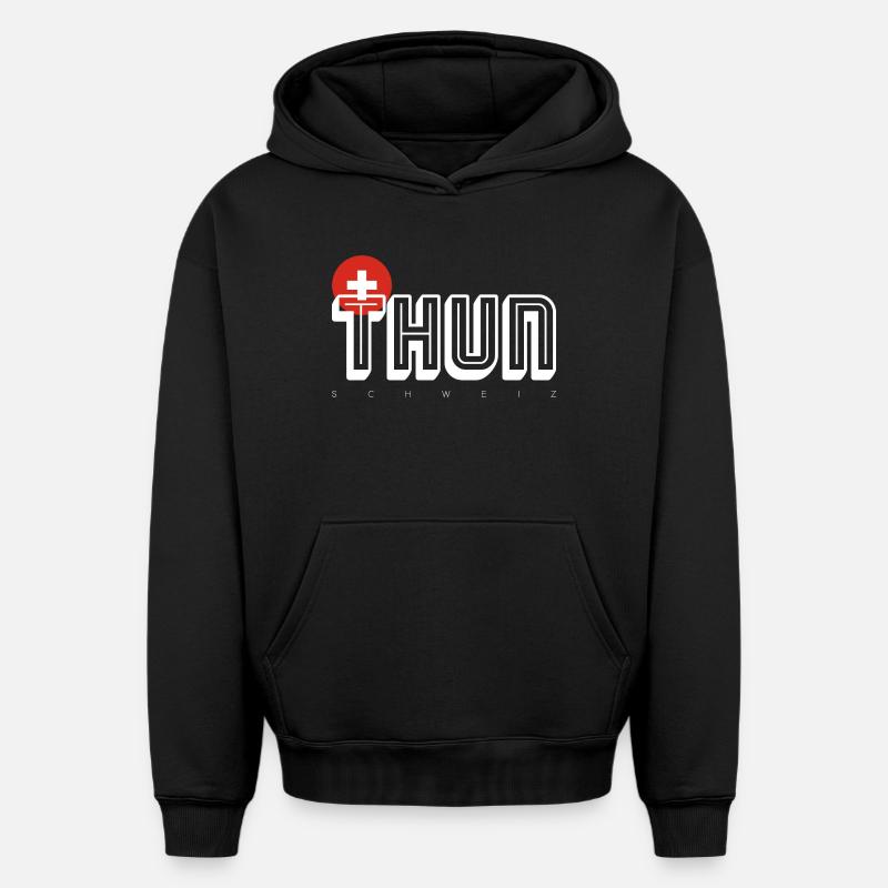 Thoune - Sweat à capuche unisexe oversize épais SPREAD - noir