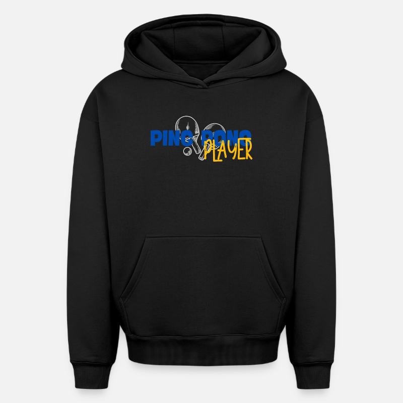 Ping Pong Player - Sweat à capuche unisexe oversize épais SPREAD - noir