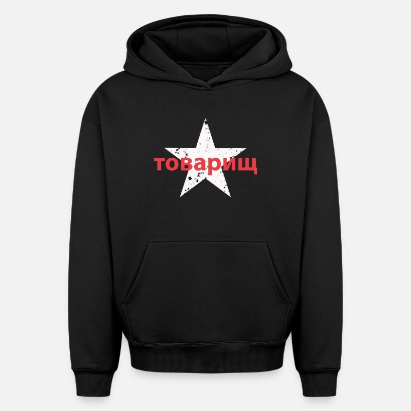 товарищ - Sweat à capuche unisexe oversize épais SPREAD - noir
