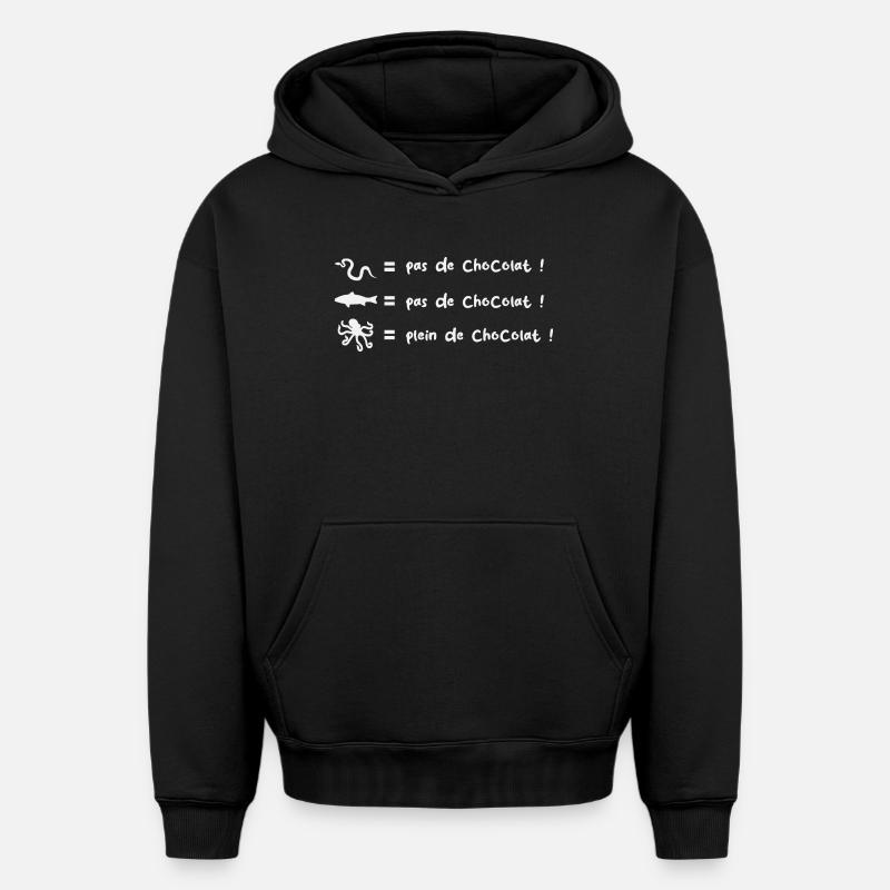 pas de chocolat! - Sweat à capuche unisexe oversize épais SPREAD - noir